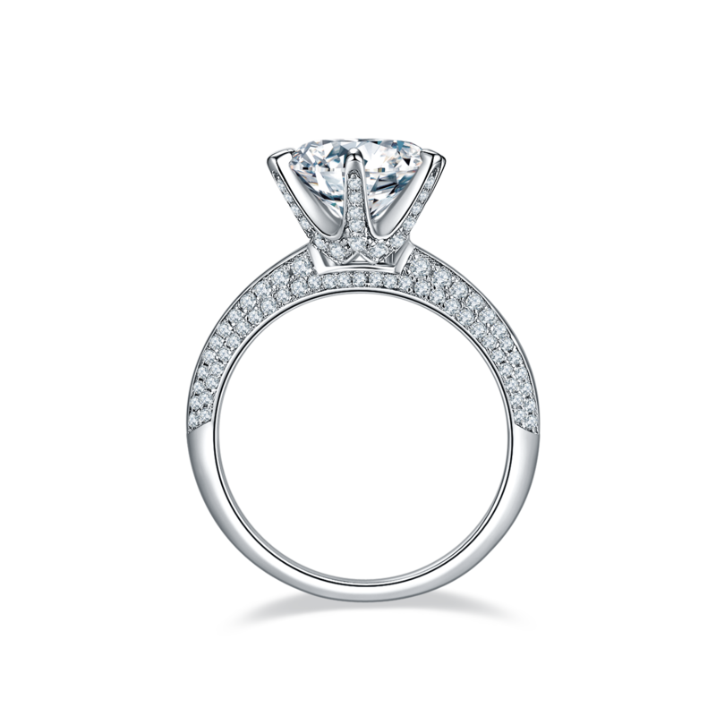 半壁江山S925银镀白金MoissaniteWomen's Ring3.0ctD级